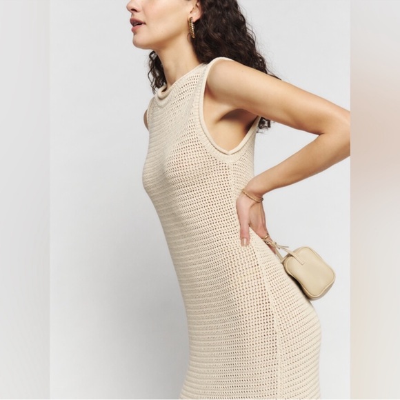 Reformation Nolan Sleeveless Crochet  Organic Cotton Sweater Maxi Dress - Picture 4 of 12